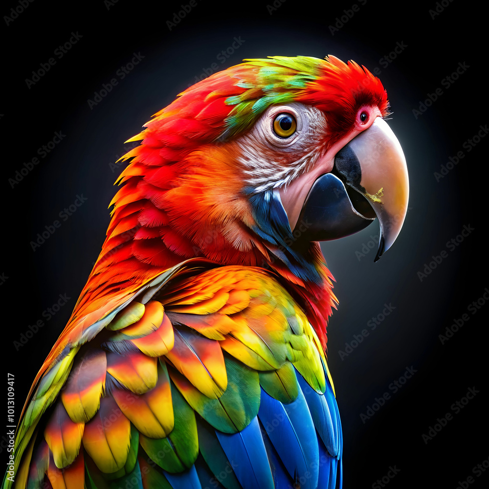 Obraz premium a colorful parrot with a black background