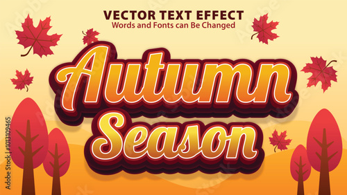 Autumn Season Text Effect with Autumn Leaves Illustration