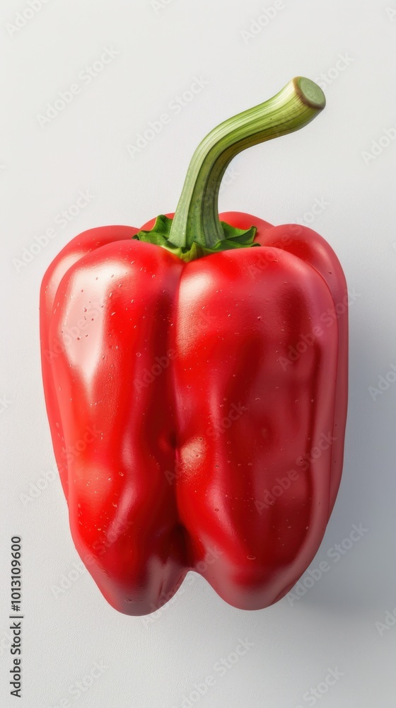 Bright red bell pepper, white background, 4K hyperrealistic photo Bright red bell pepper, white background, 4K hyperrealistic photo