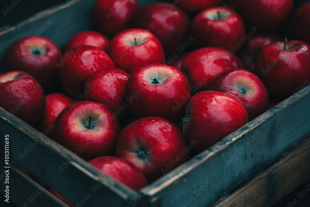 Box Of Apples: Fresh Red Apples in Wooden Container Box Of Apples: Fresh Red Apples in Wooden Container