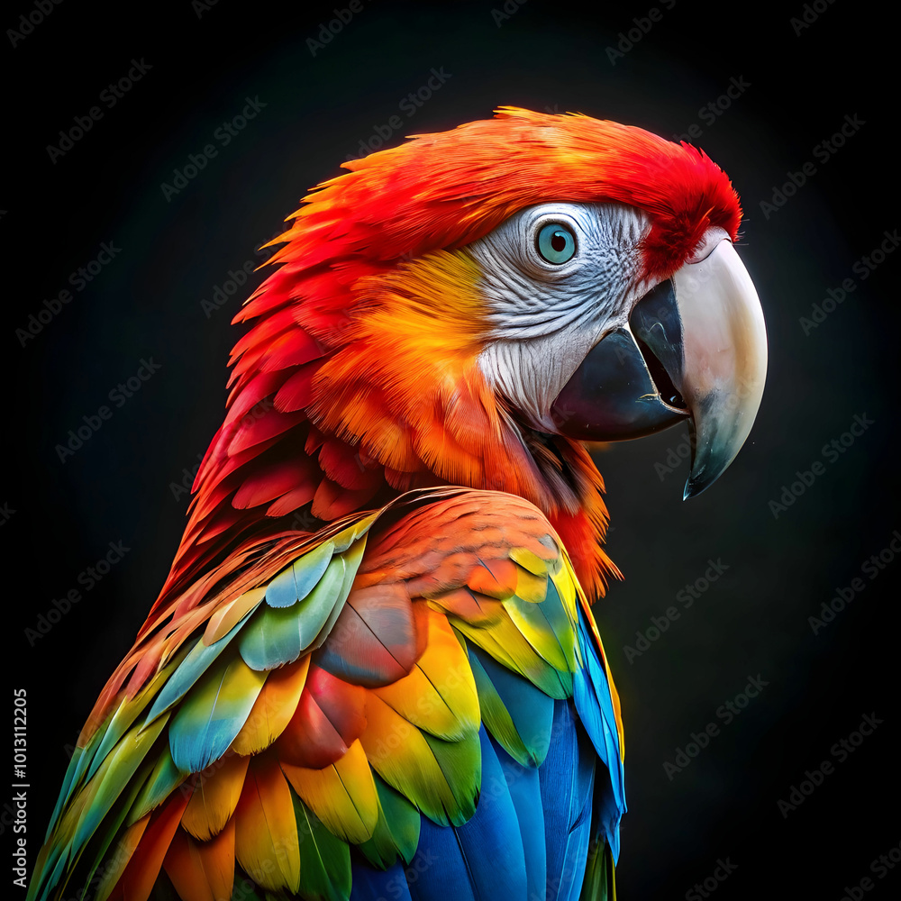 Obraz premium a colorful parrot with a black background
