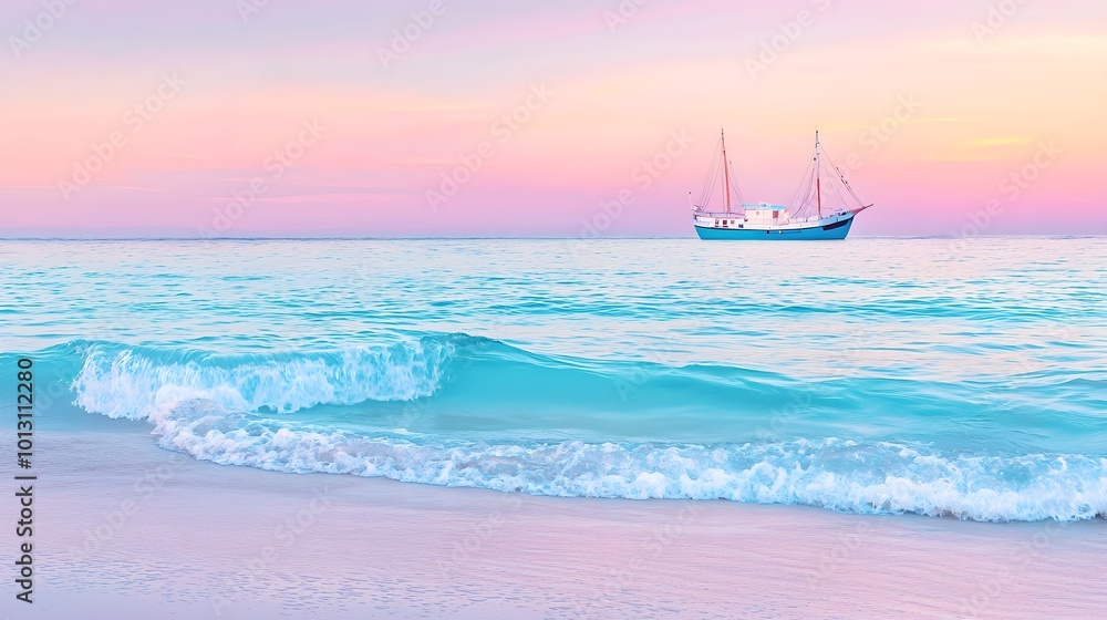 Obraz premium Sailboat Sunset Beach