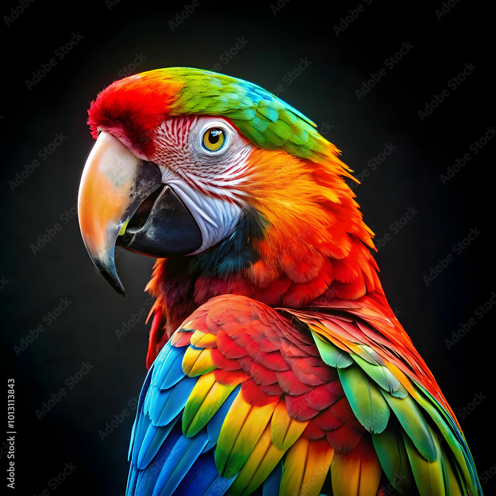 Obraz premium a colorful parrot with a black background