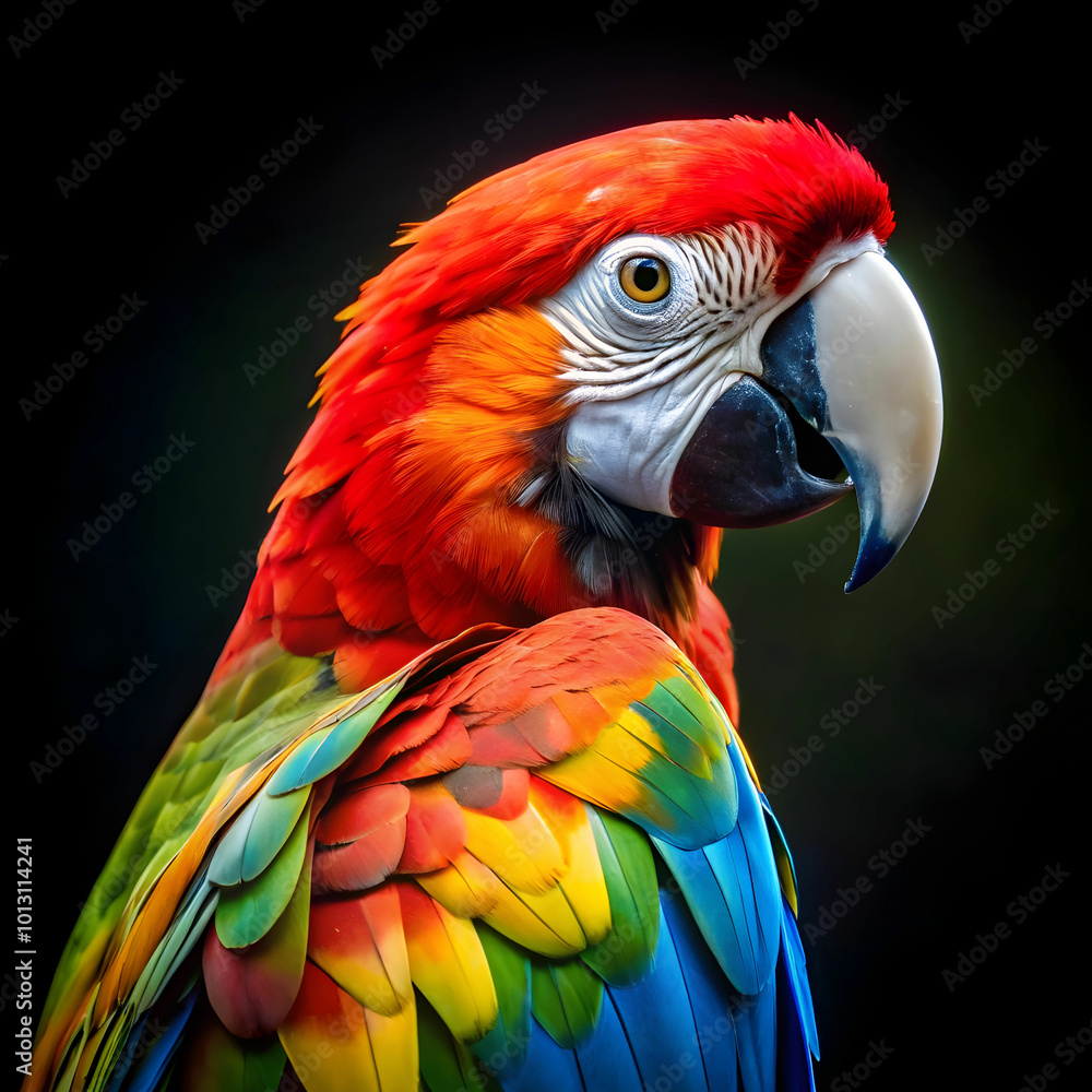Fototapeta premium a colorful parrot with a black background