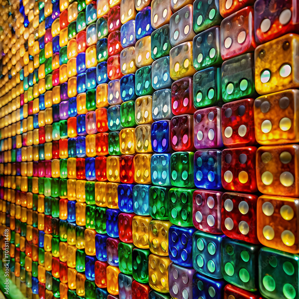Fototapeta premium a wall is made of colored dice