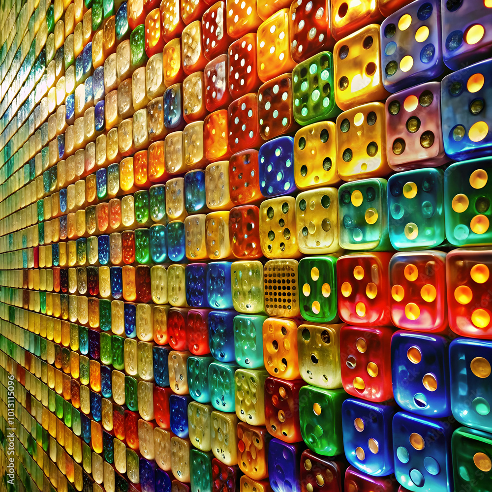 Fototapeta premium a wall is made of colored dice