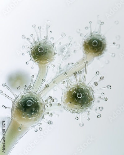 the Actinobacteria Bacterioplankton, portrait view, white copy space on right, Isolated on white Background photo