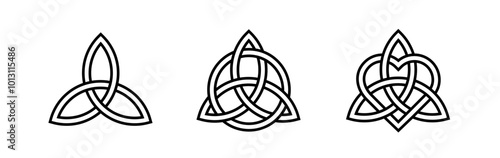Viking black triquetra. Simple black vector illustration. Medieval celtic knot.