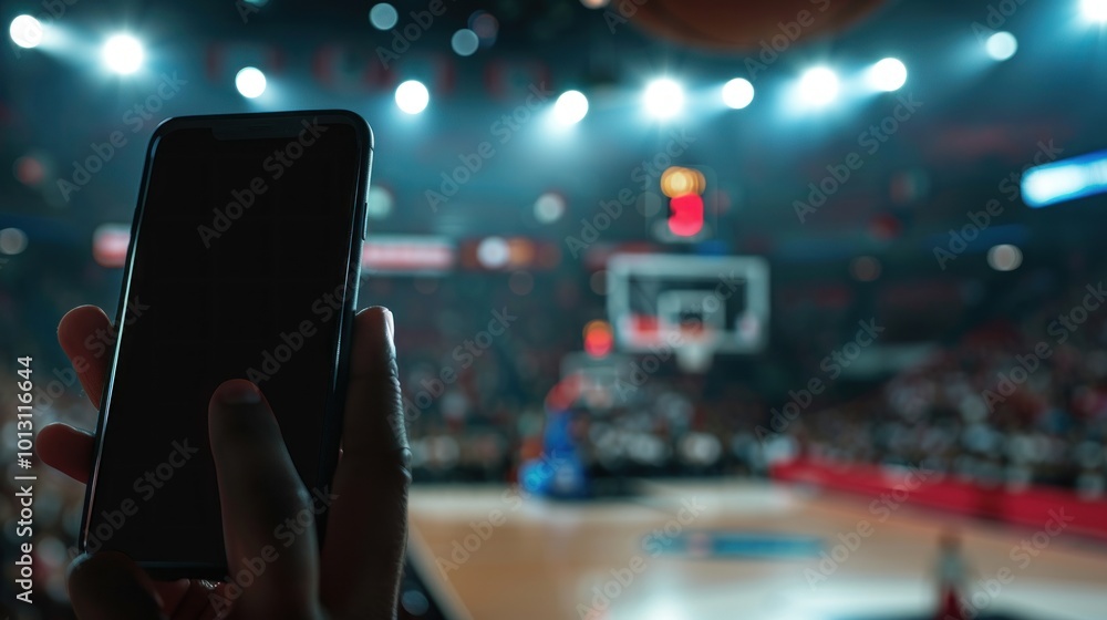 Fototapeta premium Watching the Game on a Smartphone