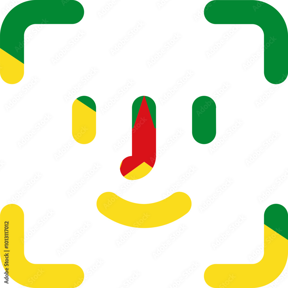 FRENCH GUIANA flag on Face ID outline icon FRENCH GUIANA flag on Face ID outline icon