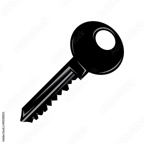 Vector key icon isolated on white background. Key icon. Lock or unlock sign. Padlock. Lock symbol. Unblock. Password icon. Access sign. Private access. Logo template. Safety symbol. Door key.
