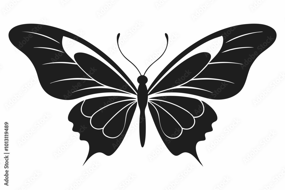 Fototapeta premium Discover a Butterfly Silhouette Vector Illustration – Icon, Line Art, Clipart for Logos and Designs.