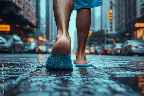 Flip-flops in urban street setting