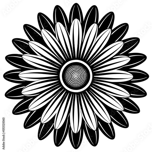 High quality Daisy Silhouette Vector Illustration – Icon, Line Art, Clipart for Logos and Designs.