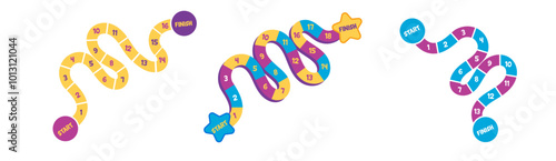 Snake board game for kids. Funny platform game in cartoon style with numbers and map.