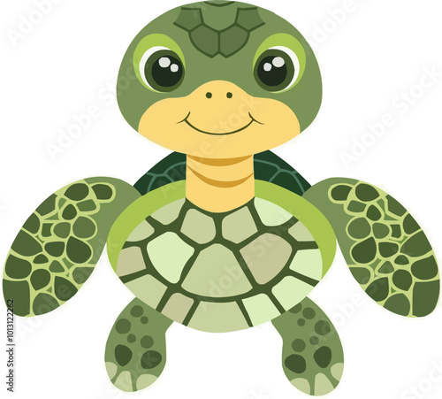 Cute turtle icon flat on white isolated background, vector design. photo