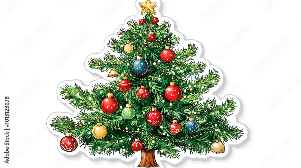 Joyful Christmas Tree with Baubles and Star Joyful Christmas Tree with Baubles and Star