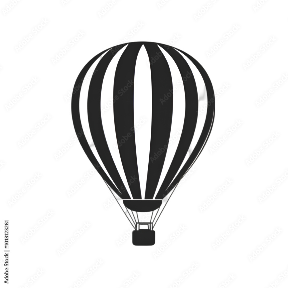 Fototapeta premium Hot Air Balloon Silhouette, Minimalist Vector Illustration, Isolated on White Background