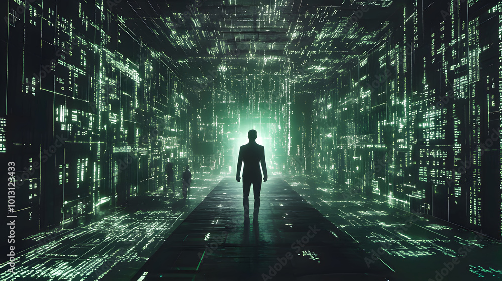 silhouette of a person in a tunnel. Generative AI silhouette of a person in a tunnel. Generative AI