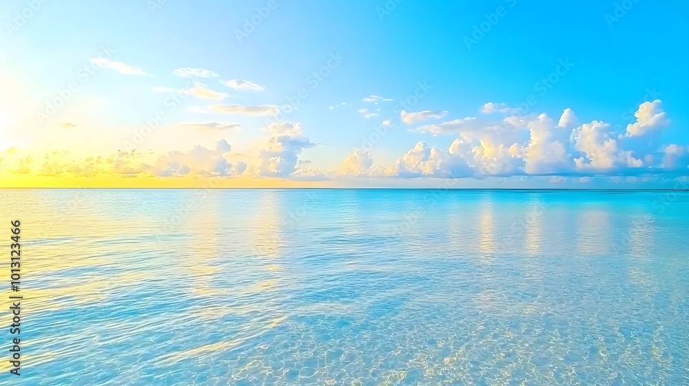 Obraz premium Calm Ocean Sunset Clouds