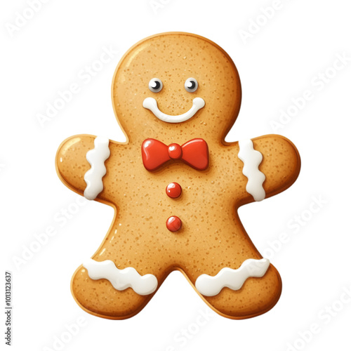 Gingerbread Man Cookie, Vector Illustration, Isolated on White Background

