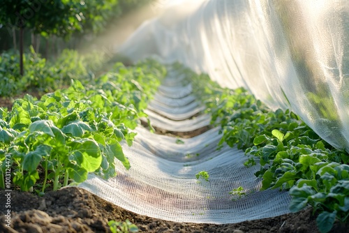 Insect netting over plants