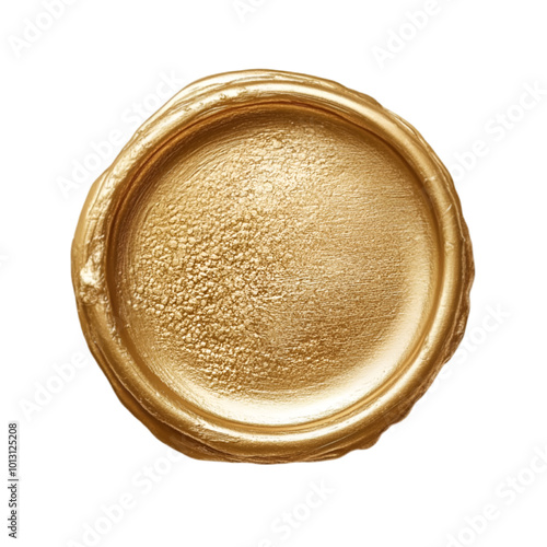Elegant Gold Foil Wax Seal, Minimalist Vector Design, Isolated on White Background

