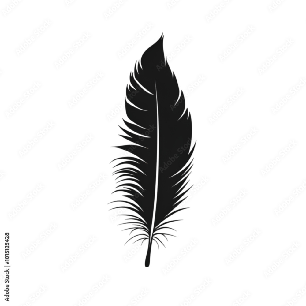 Fototapeta premium Elegant Feather Silhouette, Minimalist Vector Illustration, Isolated on White Background