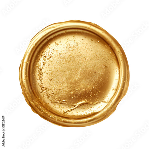 Elegant Gold Foil Wax Seal, Vector Illustration, Isolated on White Background

