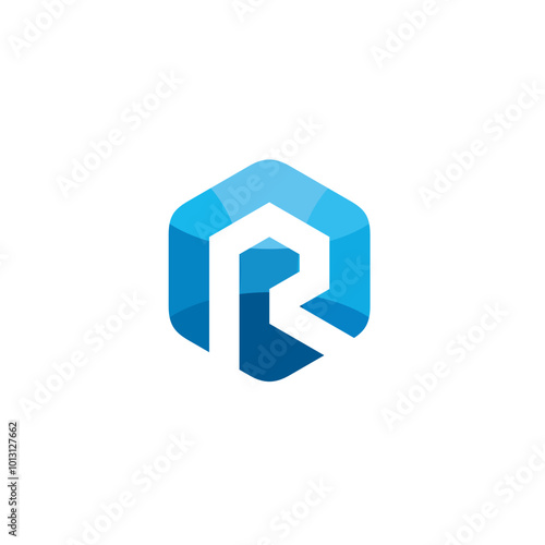 Hexagon Letter R Logo design vector template