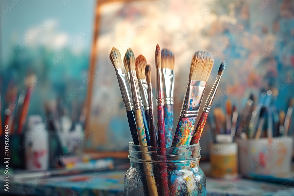 Paintbrushes in jar Paintbrushes in jar