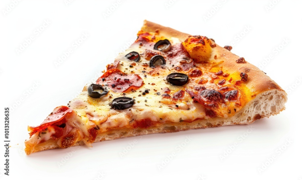 Single slice of pizza, white background, 4K hyperrealistic photo Single slice of pizza, white background, 4K hyperrealistic photo