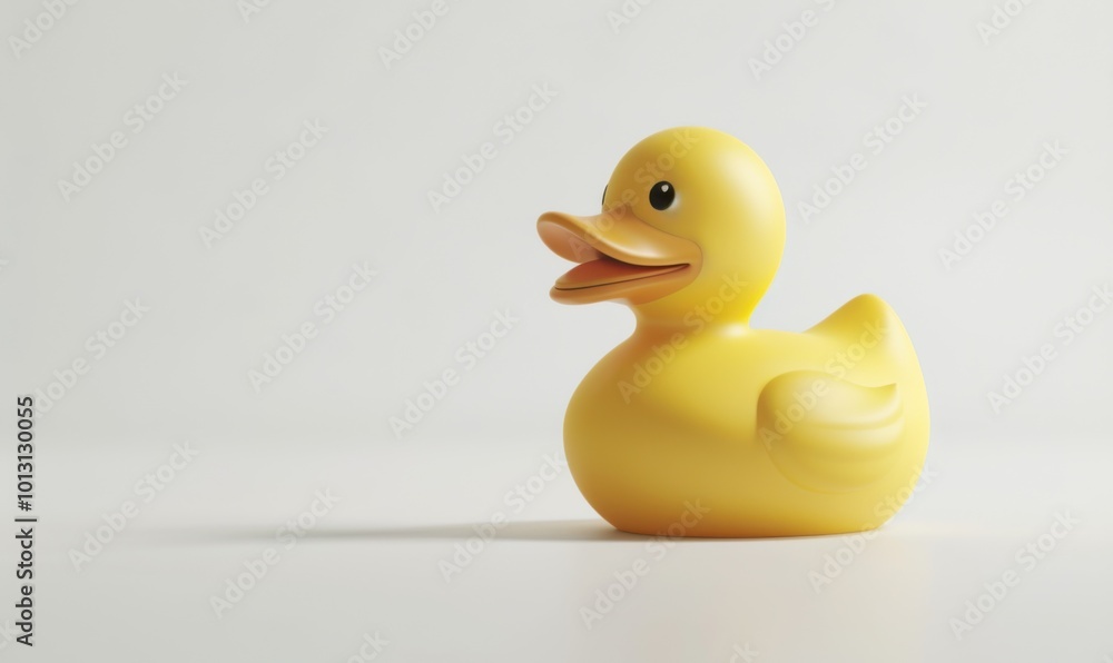 Bright yellow rubber duck, white background, 4K hyperrealistic photo Bright yellow rubber duck, white background, 4K hyperrealistic photo
