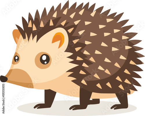 Cute hedgehog icon flat on white isolated background, vector design.