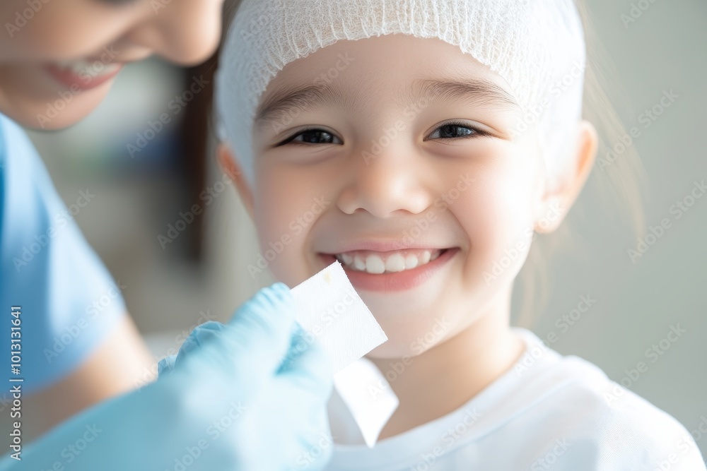 Doctor Caring for Child's Wound with Bandage Doctor Caring for Child's Wound with Bandage