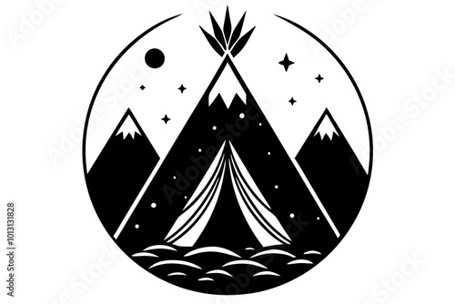 tipi  silhouette  vector illustration