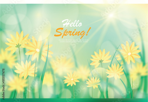 Abstract simply background with natural line arts - spring theme -