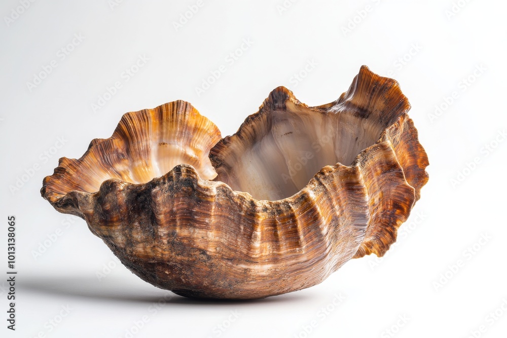 the beside view Crassostrea gigas, left side view, white copy space on right, Isolated on White Background the beside view Crassostrea gigas, left side view, white copy space on right, Isolated on White Background