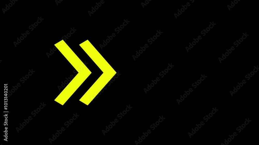 Loop animation of arrow pointing right on black background. Loop animation of arrow pointing right on black background.