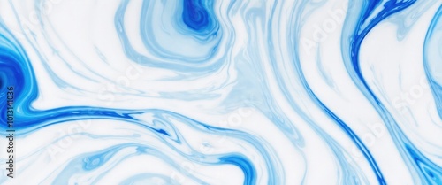 White and blue color with liquid fluid Abstract marbled texture painting background