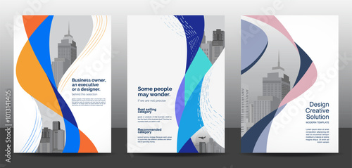 Template vector design for Brochure, AnnualReport, Corporate Presentation, Portfolio, Flyer, layout modern, posters set with grapient shape patterns. Eps10	