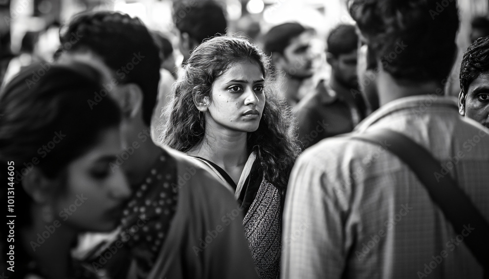 Fototapeta premium Shoot candid photos of people interacting naturally in crowded spaces like markets or festivals, focusing on authentic expressions and interactions