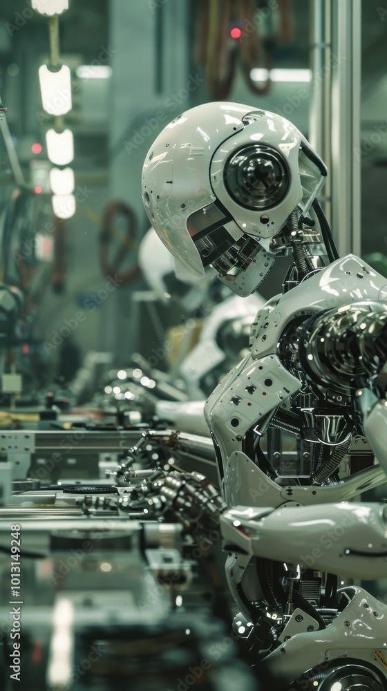 Fototapeta premium Robot fabrication center of tomorrow, 4K hyperrealistic photo