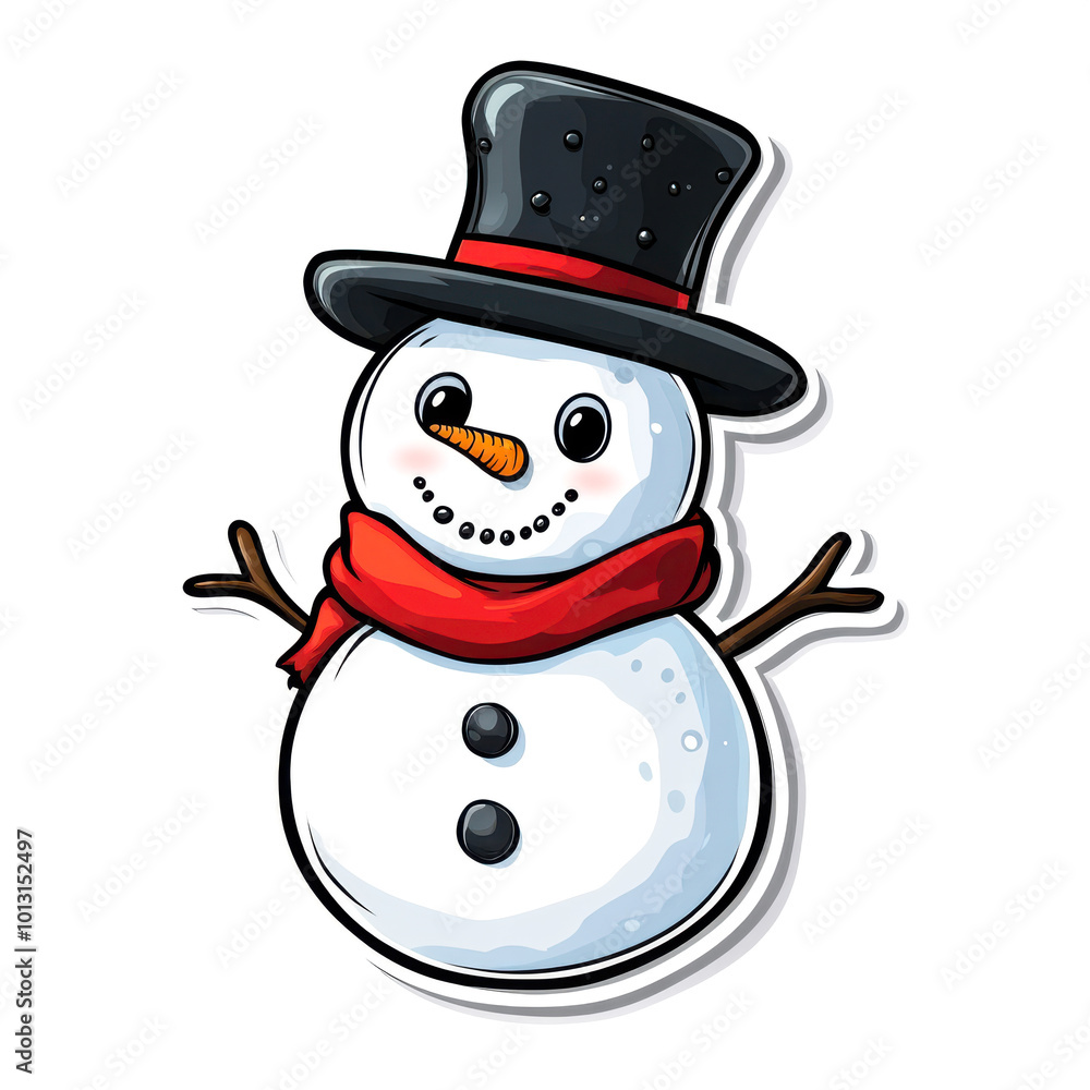Christmas Snowman with Hat and Scarf Christmas Snowman with Hat and Scarf