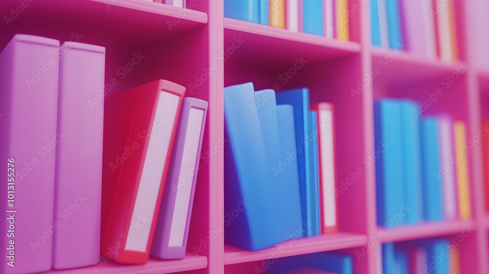 Colorful Textbooks on Vibrant Bookshelves Colorful Textbooks on Vibrant Bookshelves