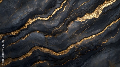 Close-Up of Dark Gray and Gold Rock.