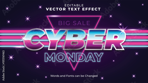 Big Sale Cyber Monday Text Effect with Futuristic Style