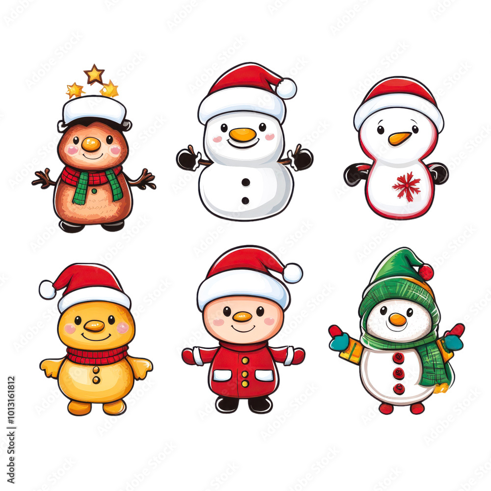 Funny Snowmen Set with Christmas Tree Funny Snowmen Set with Christmas Tree