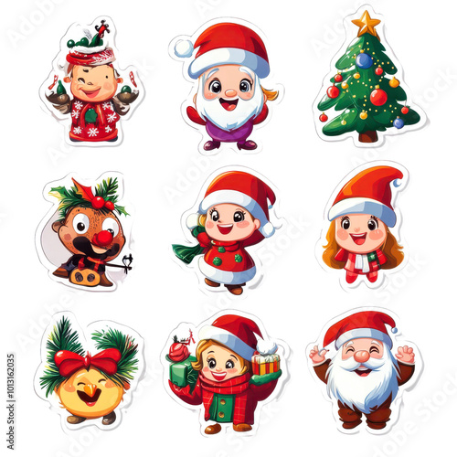 Christmas Stickers with Cartoon Characters