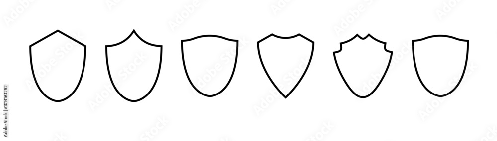 Shield frame set. Collection shield signs. Empty outline icons. Vector Shield frame set. Collection shield signs. Empty outline icons. Vector